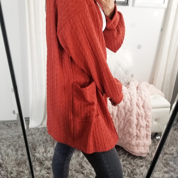 Long Fall Cardigan Cozy Cable Knit Sweater Button Down Cardi Pockets - Picture 6 of 9